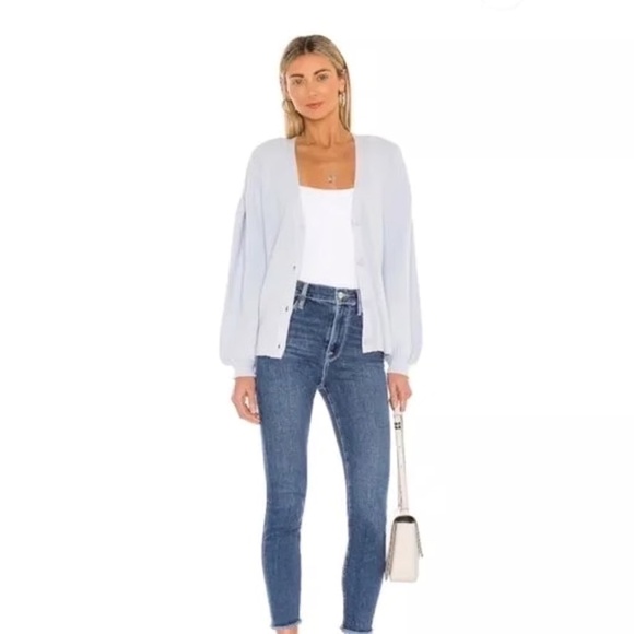 REVOLVE SKIN Suri Alpaca Silk Blend Blue Cardigan - Picture 1 of 7